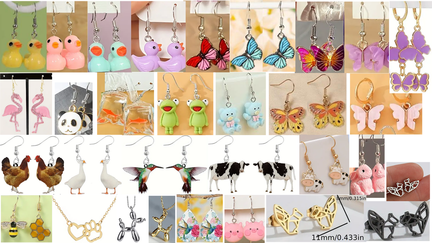 Jewelry 22: Ducks, Butterflies, Cows, Chickens and Animals