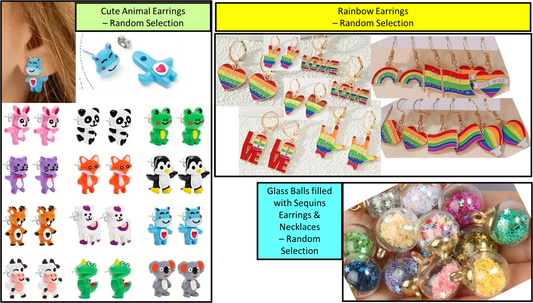 Jewelry 21: Rainbow, Animals, Filled Glass Balls - Random Selection