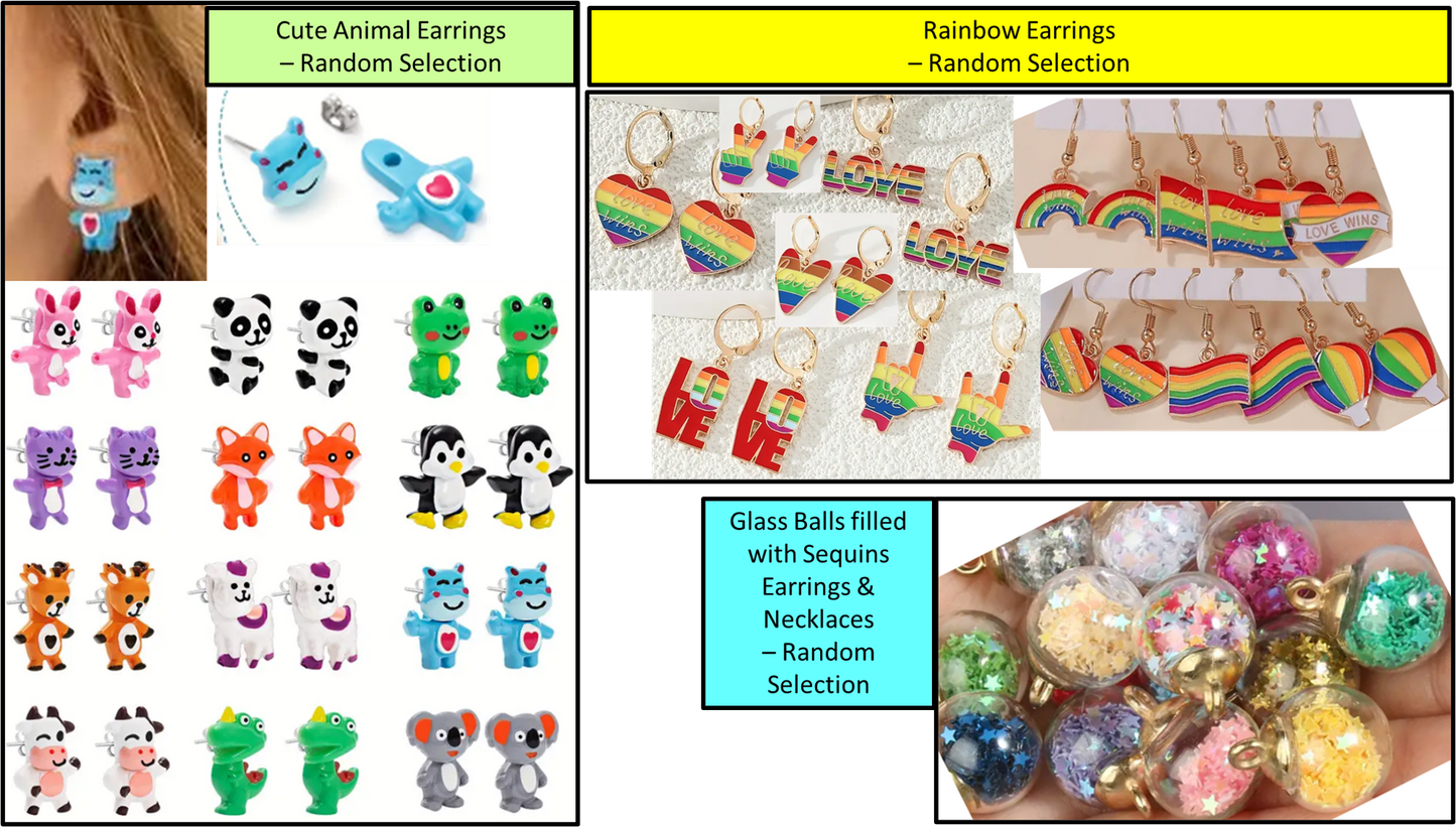 Jewelry 21: Rainbow, Animals, Filled Glass Balls - Random Selection
